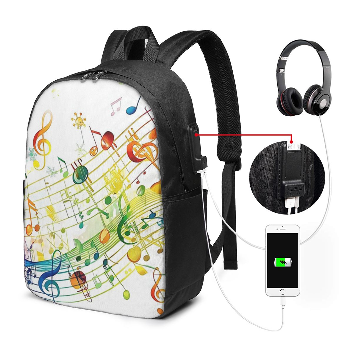 Laptop Bag - حقيبة ظهر بتصميم مفاتيح البيانو المجردة