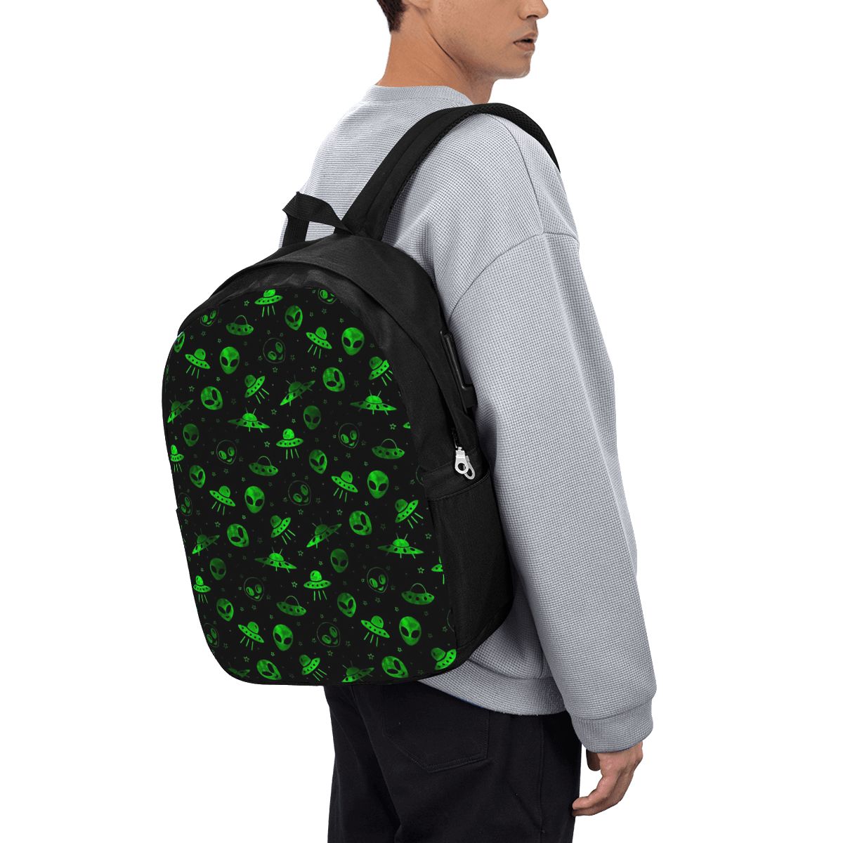 Laptop Bag - حقيبة ظهر بنمط الكائنات الفضائية والطائرات