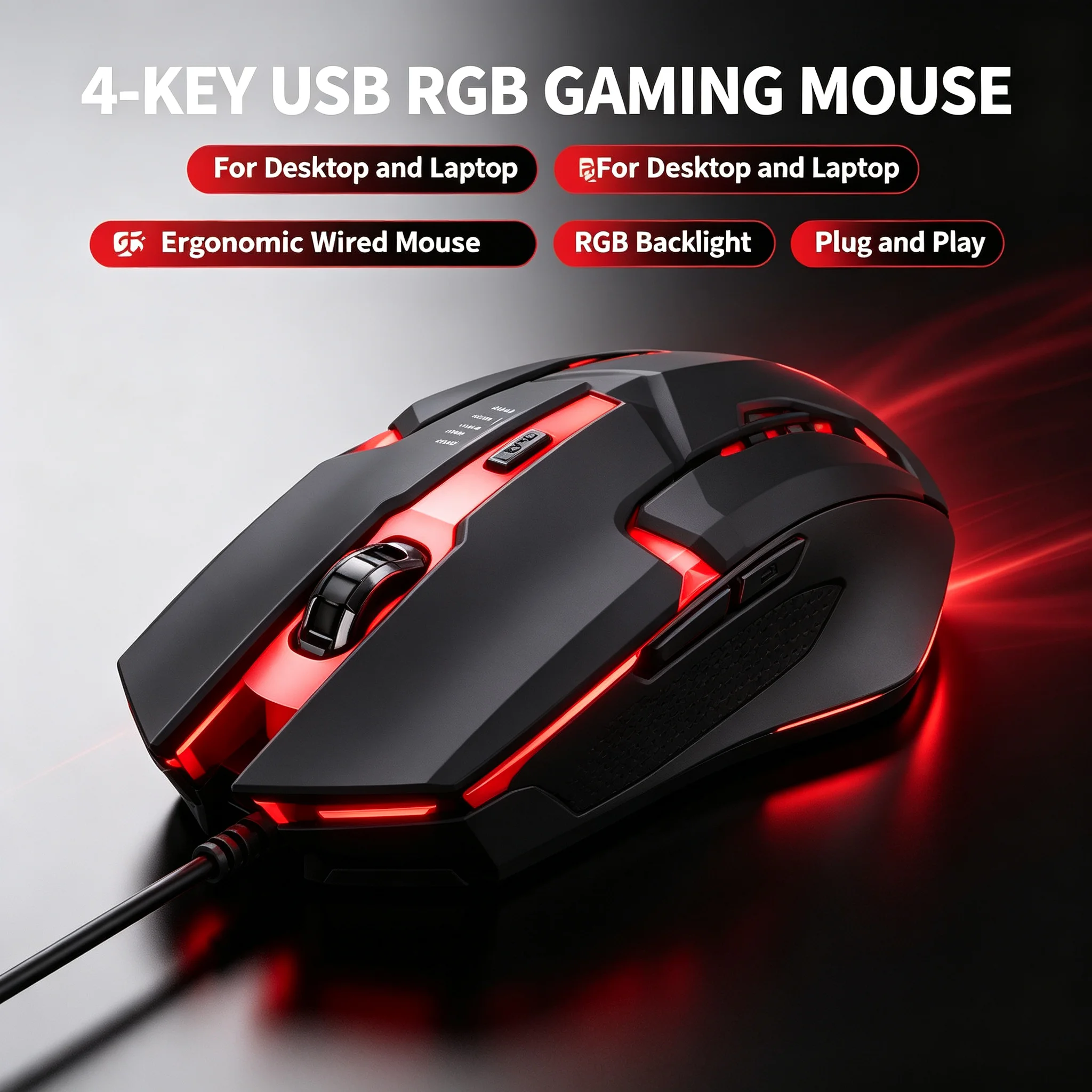 فأرة ألعاب سلكية ملونة بثلاثة  - مراجعة Laptop Mouse وسعره