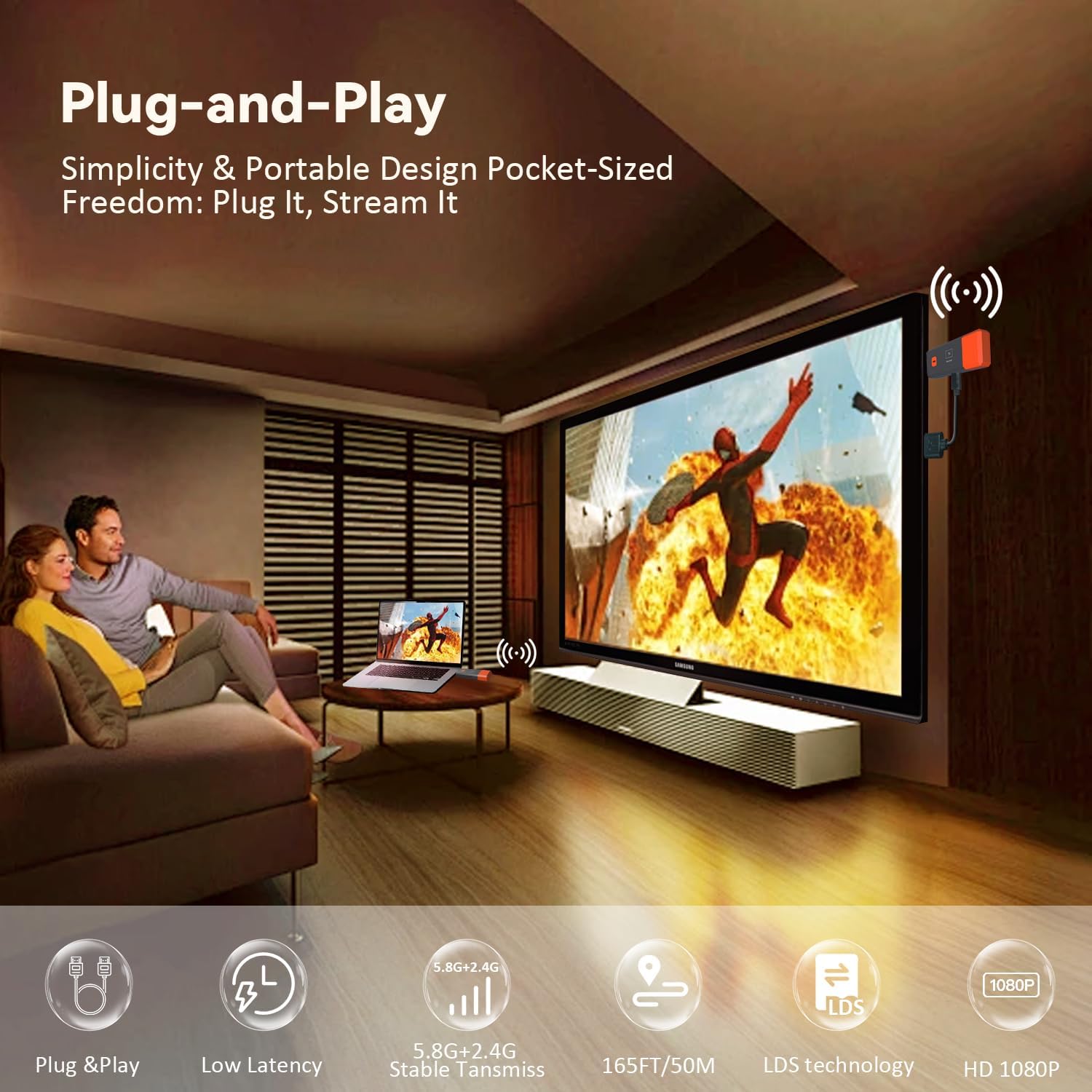 50 متر نقل لاسلكي فيديو جهاز ر - مراجعة Hdmi Cable وسعره