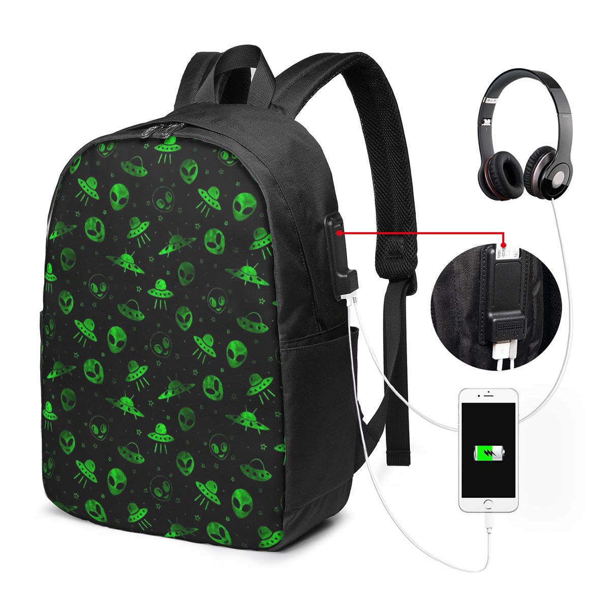 حقيبة ظهر بنمط الكائنات الفضائ - مراجعة Laptop Bag وسعره
